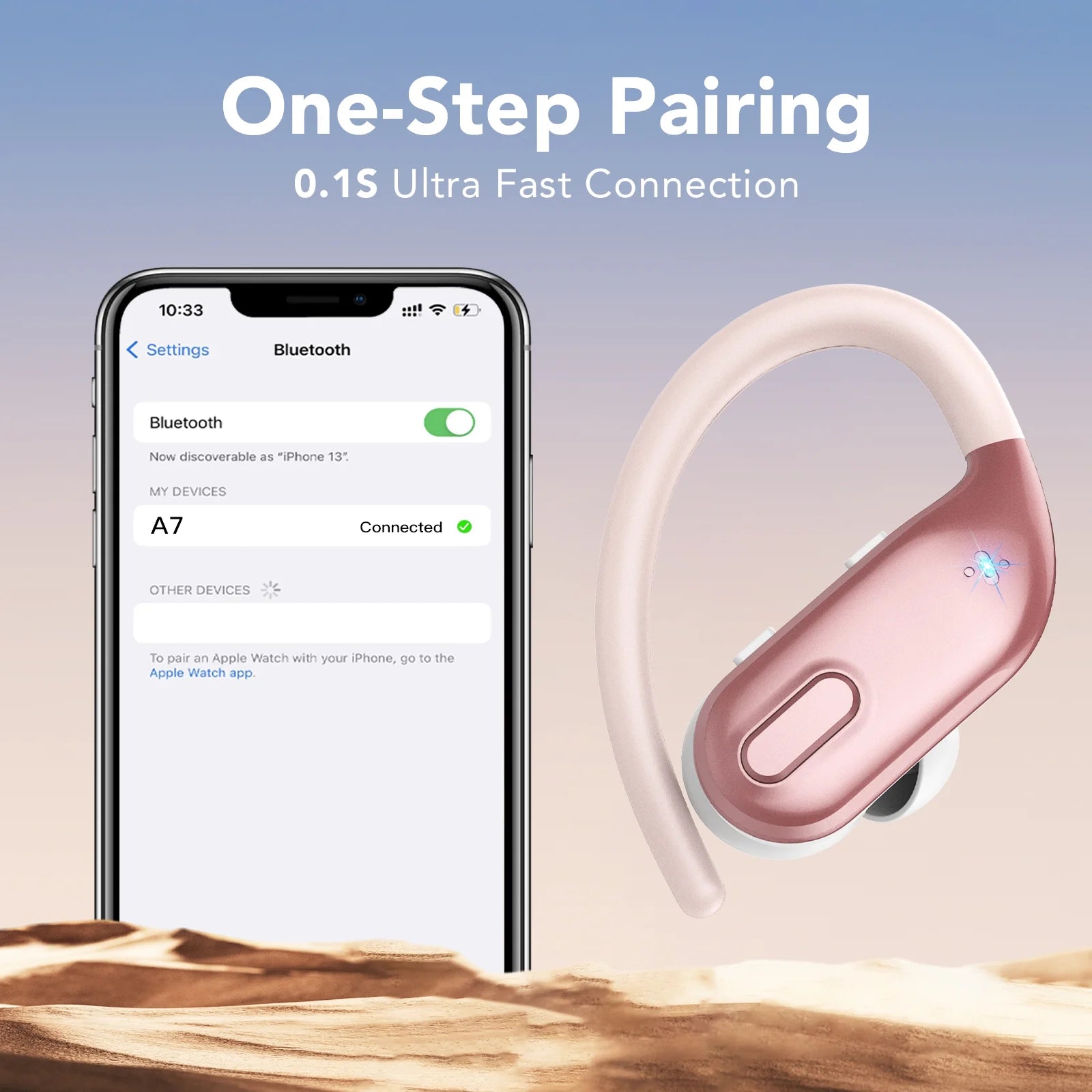 Bluetooth Headphones Wireless Earbuds 80Hrs Playback Sport Ear Buds with Earhook LED Display Charging Case IPX7 Waterproof Earbud Deep Bass Running Earphones for Ios Android Cellphone,Rose Pink