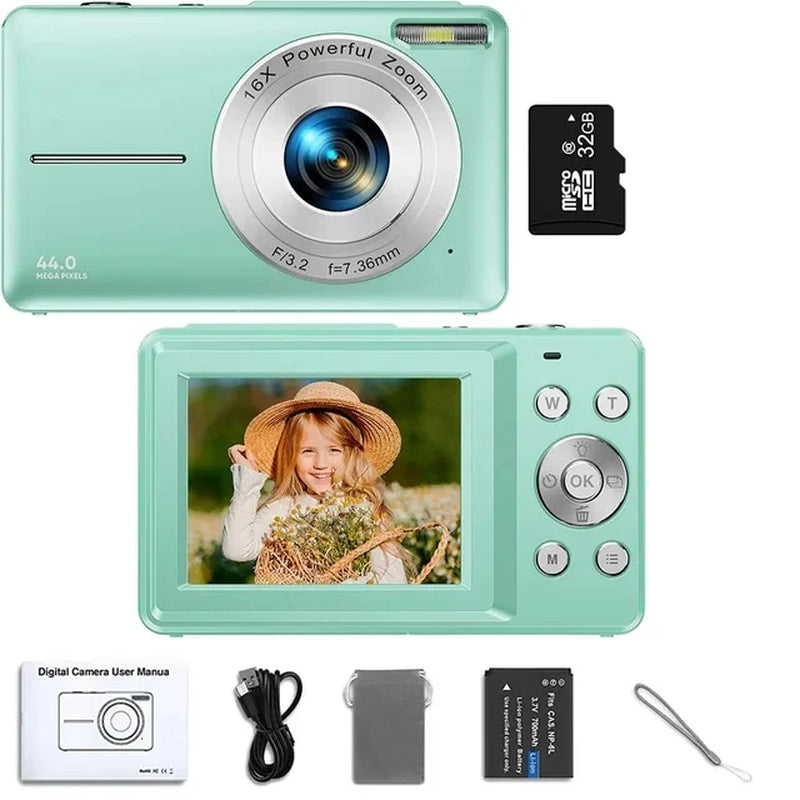 HD 1080P Digital Camera 2.4 Inches Rechargeable Cameras with 16X Zoom Compact Camera 44MP Cameras for Kids Girls Camera Digit