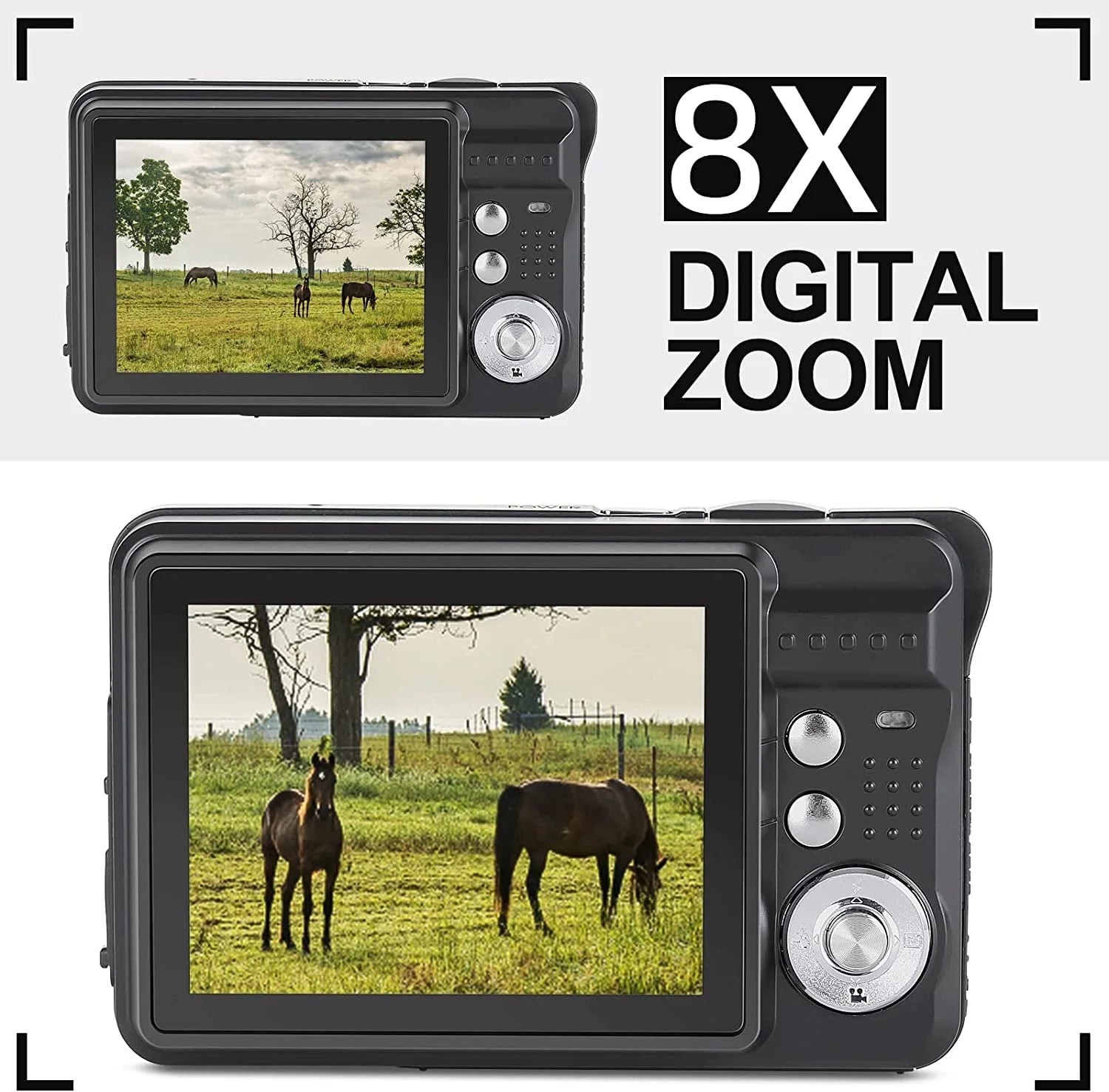 Mini Digital Camera with 48MP 8X Digital Zoom Kids Compact Cameras for Photography, 2.7 Inch FHD Pocket Cameras Rechargeable C