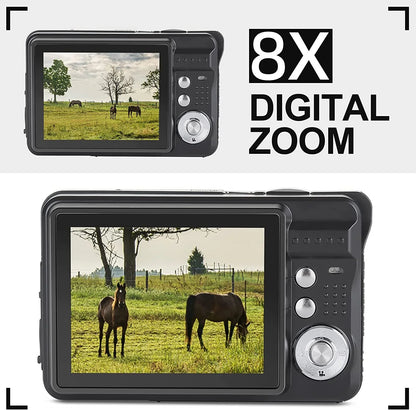 Mini Digital Camera with 48MP 8X Digital Zoom Kids Compact Cameras for Photography, 2.7 Inch FHD Pocket Cameras Rechargeable C