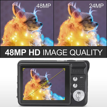Mini Digital Camera with 48MP 8X Digital Zoom Kids Compact Cameras for Photography, 2.7 Inch FHD Pocket Cameras Rechargeable C