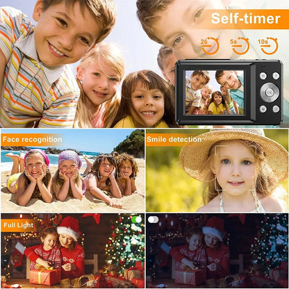 HD 1080P Digital Camera 2.4 Inches Rechargeable Cameras with 16X Zoom Compact Camera 44MP Cameras for Kids Girls Camera Digit