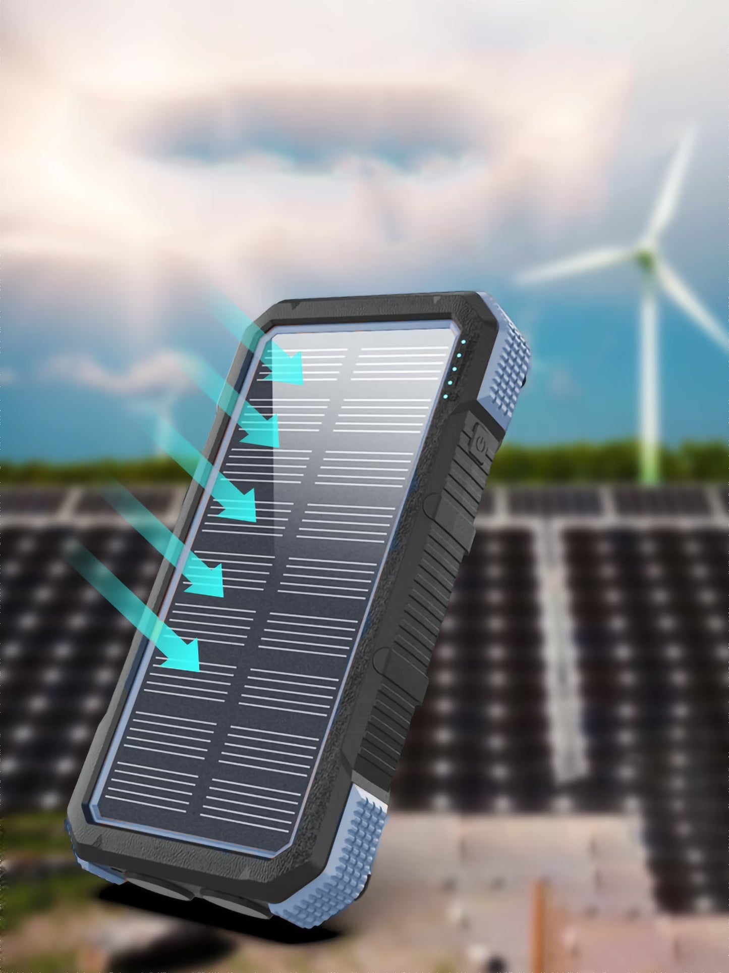 Portable Wireless Charging Power Bank Solar Powered 26800Mah Outdoor Charger