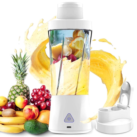 Portable Blender, 6000Mah Personal Blender with USB Rechargeable for Shakes and Smoothies, BPA Free 24 Oz Juicer Cup with 6 Blades and Lid, 360W Self Cleaning Portable Juicer for Home/Office/Travel