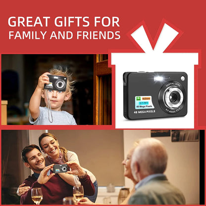 Mini Digital Camera with 48MP 8X Digital Zoom Kids Compact Cameras for Photography, 2.7 Inch FHD Pocket Cameras Rechargeable C