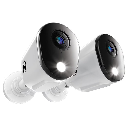 Add on Wired 2K Deterrence Cameras with 2-Way Audio - 2 Pack - White